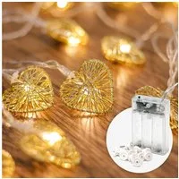COZY HOME LED-Lichterkette Herz Lichterkette Batterie und Stecker -, 20 LEDs I 5 Meter I Timer-Funktion I Warmweiß I Lichterkette Innen