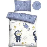 Biberna Kinderbettwäsche Julien in Gr. 100x135 oder 135x200 cm, für Kinder, Kinderbettwäsche, Feinbiber, 2 teilig, Feinbiber kuschelig warm im Winter, Kinderbettwäsche Weltraum, Kinder