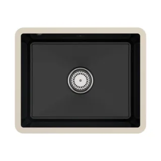 Villeroy und Boch Unterbauspüle 331001S5 mit Ablaufgarnitur und Handbetätigung, Ebony