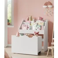 SONGMICS Spielzeugtruhe Bücherregal für Kinder, Kinderregal, mit Kippschutz, auf Rollen, 70cm Höhe
