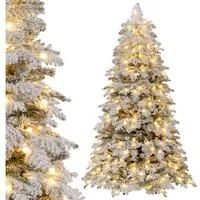 COSTWAY Künstlicher Weihnachtsbaum, 180cm mit Schnee, 130 Kugeln, 260 LEDs
