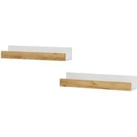 Vicco Bücherregal Tomy, Weiß/Goldkraft Eiche, 60 x 10 cm 2er Set, 2-tlg.