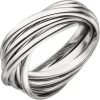 Schmuck Krone Silberring 6-er Ring, gekreuzte Ringe, 925 Silber, Silber 925