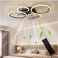 HOMCOM Deckenventilator LED Deckenleuchte Ventilator, 4-Ring-Design, LED-Licht, 6 Stufen, Timer, Fernsteuerung