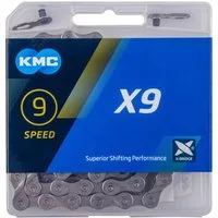 KMC Fahrradkette KMC X9 Kette grau, 9-fach, 114 Glieder, 1/2" x 11/128"", 6,6 mm, mit"