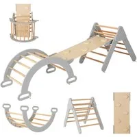 COSTWAY Klettergerüst, 4 in 1 Kletterbogen mit Rampe, Tragfähigkeit von 50kg