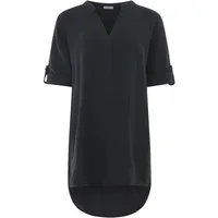Zwillingsherz Schlupfbluse "Rom" verlängerte Rückenpartie, V-Neck, Turn-Up Ärmel, Musselin