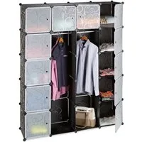 relaxdays Kleiderschrank Stecksystem 14 Fächer (137-St) schwarz