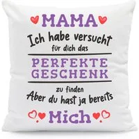GRAVURZEILE Zierkissen mit Spruch - Das Perfekte Geschenk - Für Familie & Freunde -, starke Farben ohne verblassen - Mama - mit Füllung
