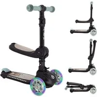 MoMi Dreiradscooter Debe, 2-in-1 Kinderroller mit Sitz, LED-Rädern und Klappfunktion