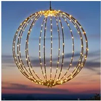 Spetebo LED Kugelleuchte zum hängen für Außen mit Netzstecker, Dekoleuchte, LED fest integriert, extra warm weiß, mit Timer