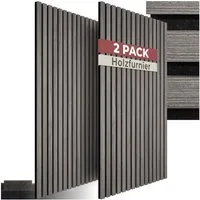 tectake Wandpaneel Akustikpaneele aus MDF und Echtholzfurnier - Eiche hellgrau, BxL: 50x110 cm, 0.55000000000000004 qm, (Holzpaneele Sonic Wall II, 2-tlg., Größe flexibel anpassbar) schallabsorbierender Filz, einfache Montage mit Kleber oder Schraube