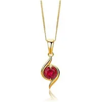 Miore Kette mit Anhänger Damen 9k (375) Gelbgold mit Smaragd, Saphir, Rubin oder blauem Topas, Panzerkette Echtgold mit 45cm Länge