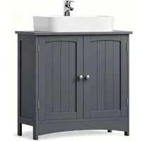 VASAGLE Waschbeckenunterschrank Waschtischunterschrank Badezimmerschrank 2 Fächer, verstellbare Ablage, mit 2 Türen, Breite 60cm