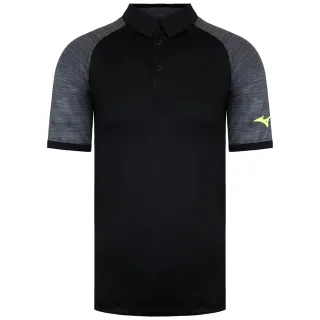 Mizuno gedrucktes Männerschwarz -Polo -Hemd gedruckt