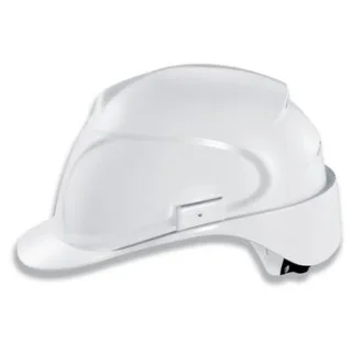 uvex airwing C-WR Schutzhelm mit Lüftung hinten mit Drehradsystem - langer Schirm weiß 52 cm - 61 cm - 9761030