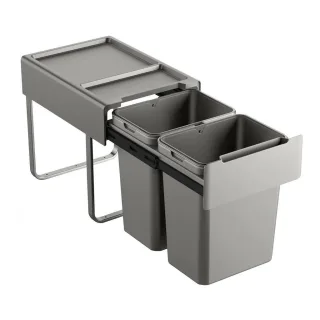 Svita Einbaumülleimer, Grau, Kunststoff, Rechteckig, 33.5x42x48 cm, Küchen, Küchenausstattung, Mülleimer