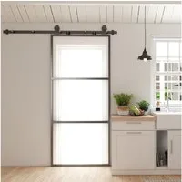 HOMCOM Schiebetür mit Selbstschließer Zimmertür 91x203 cm, Laufschiene, Softclose (Wandmontage Schiebetürsystem, 1-St., Komplett-Set), für Schiebetüren, Trennwände, Schwarz