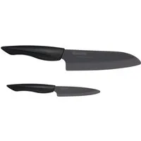 KYOCERA Messer-Set SHIN (Set, 2-tlg), Gemüse-/Santokumessser, extrem scharfe Klinge, Zirkoniakeramik