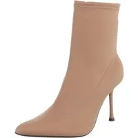 Ital-Design Damen Stiefelette mit spitzem High Heel, Sock-Style High-Heel-Stiefelette (92268896) Pfennig-/Stilettoabsatz Stiefeletten in Hellbraun