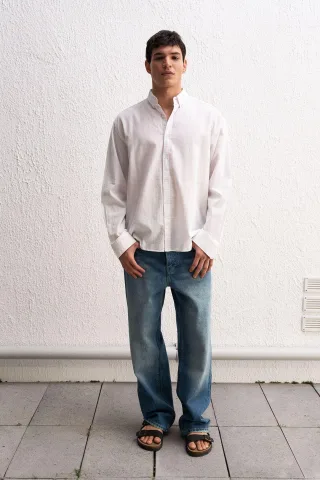 Baumwoll Übergröße Hemdbluse