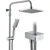 HOMELODY Duschsystem ohne Armatur mit Klavierschaltern, Duscharmatur Komplettset, 2 Strahlart(en), Regendusche ohne Armatur, Regenwalddusche Höhenverstellbar Duschstange