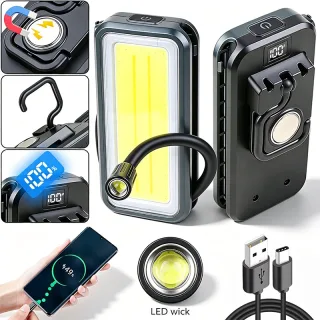 Bikight K587 2000mAh Rechargeable COB LED Work Light Stepless Dimming Magnetic Base IPX4 USB Charging Emergency Power Ba