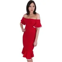 Sarcia.eu Midikleid Rotes Kleid, freie Schulter JOHN ZACK XXL