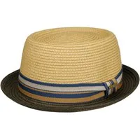 Stetson Strohhut Pork Pie mit bunter Ripsgarnitur und UV-Schutz 40+