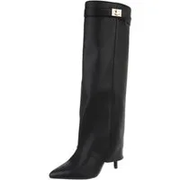Ital-Design Elegante kniehohe Stiefel für Damen mit spitzem Fuß High-Heel-Stiefel (90417808) Pfennig-/Stilettoabsatz Stiefel in Schwarz