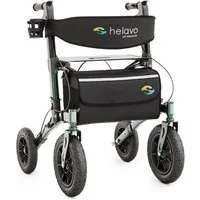 Helavo Rollator H1040, Faltbarer Outdoor Rollator mit Luftbereifung, Sitz & Lehne