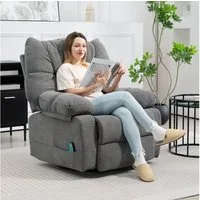 HOMCOM Massagesessel Relaxsessel mit Massagefunktion (Fernsehsessel mit Wärmefunktion, Liegefunktion, 1-St., TV Sessel mit Seitentaschen, Fernbedienung), 98 x 90 x 98 cm, Dunkelgrau