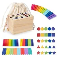 CLTYQ Lernspielzeug Montessori Spielzeug Ab 3 Jahr,5-In-1 Farbe Sortierspiel, Steckspiele (57-St), Sensorik Spielzeug Motorikspielzeug, Holzspielzeug Baby, Geschenk