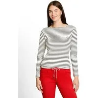 TOM TAILOR Langarmshirt im Streifen-Look und mit Stickerei