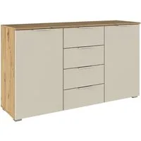 OTTO home Kombikommode Sideboard Schubladenkommode AGORDO mit Dekor- oder Hochglanzfront (in zwei Griff-Farben, Breite 120 cm), vier große Schubladen, mit insgesamt 4 Einlegeböden MADE IN GERMANY