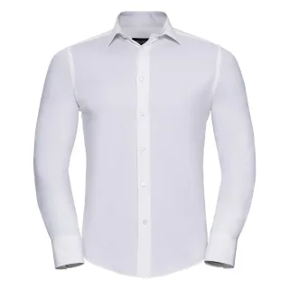 Russell Collection - Hemd Pflegeleicht für Herren Langärmlig (Weiß)