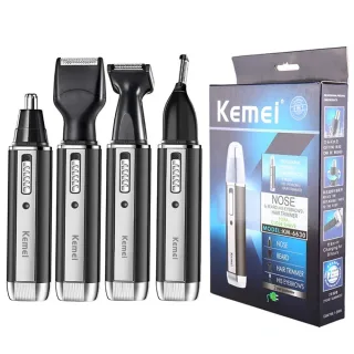 Kemei 4-in-1 Nose Ear Hair Trimmer with High-Quality Stainless Steel Blades Washable and Replaceable Trimming Head Compa