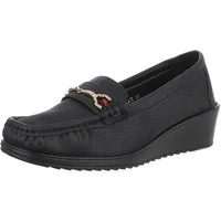 Ital-Design Bequeme Ballerinas mit elegantem Design für jeden Anlass Slipper (89092047) Keilabsatz/Wedge Mokassins in Schwarz