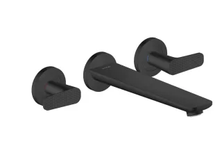 Hansgrohe 3-Loch Fertigset Wannemisch.Wand Unterputz Axor Citterio C Cubic cut mattschwarz, 494836 49483670