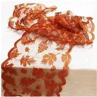 FOUORTUNATE-BEE Tischläufer Herbst Tischläufer mit Ahornblatt Spitze 33x183 cm Tischdeko, Tischläufer Herbstdeko für Esszimmer Party Hochzeit Festtafel