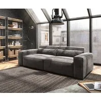 DELIFE Big-Sofa Sirpio, Mikrofaser Khakibraun 230x95 cm mit Hocker