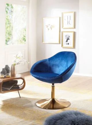 Clubsessel Relaxsessel Barsessel TULU Loungesessel Sessel in Samt Blau