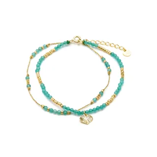 Luxenter Armband aus 925er Sterlingsilber und grünem Kristall mit 18-karätiger Gelbgold-Beschichtung – Talorce