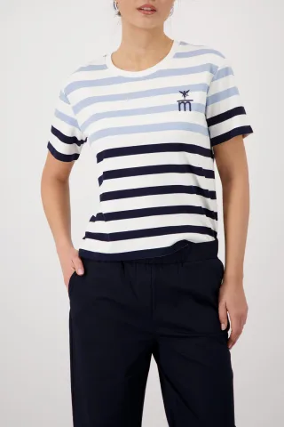 monari - Sweatshirt mit Streifen marine ringel - Gr. - 44