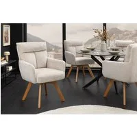 riess-ambiente Polsterstuhl BIG GEORGE champagner/natur - Drehstuhl, Chenille Cremona, Buchenholz (Einzelartikel, 1 St), Esszimmer · 360° drehbar · mit Armlehne · Retro · Federkern-Polsterung