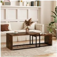 HOMCOM Couchtisch Satztisch Sofatisch Kaffeetisch (Sofatisch, 2-St., Beistelltisch), für Wohnzimmer, Schlafzimmer, Balkon, Braun