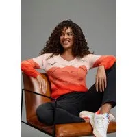 Laura Scott Ajourpullover leichter Sommerpullover mit Lochmuster und femininen V-Ausschnitt