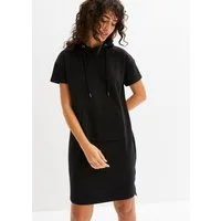 bonprix Sweatkleid aus Baumwolle, Loose fit, mit Kapuze, mit Kangaroo-Tasche, Kurzarm