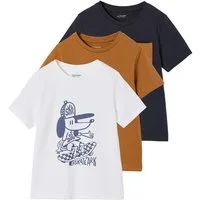 vertbaudet Kurzarmshirt T-Shirts Jungen, Recycling-Baumwolle BASIC 3er-Pack