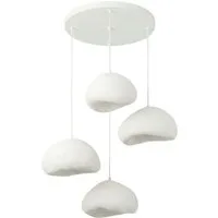 Opviq Kronleuchter Neu Wabi Loval, ohne Leuchtmittel, 4-flammig weiß aus Metall mit Fiberglas-Schirm, E27